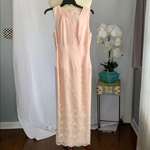 Vintage peachy pink dress with lace over lay